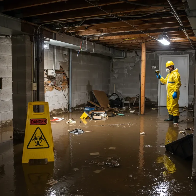 Flooded Basement Electrical Hazard in Monon, IN Property