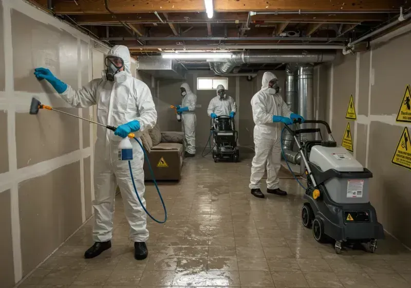 Basement Moisture Removal and Structural Drying process in Monon, IN